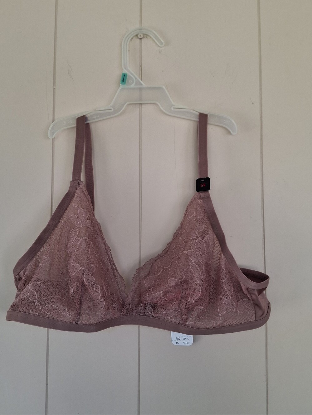 NWT La Senza Lace Bralette Size Large Light Brown/Tan/Nude